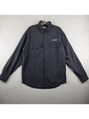 Harley-Davidson Shirt Mens Medium Black Long Sleeve Button Up Pocket Embroidered